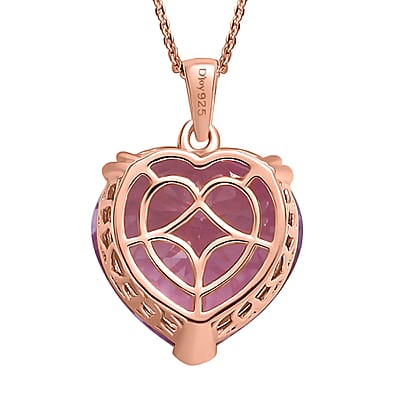 Rose De France Amethyst Heart Solitaire Pendant Necklace,Heart Pendant, 20 Inches Necklace, Sterling Silver Necklace, Amethyst Solitaire Pendant