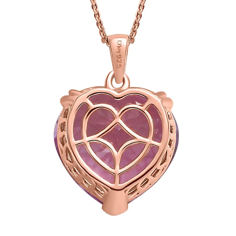 Rose De France Amethyst Heart Solitaire Pendant Necklace,Heart Pendant, 20 Inches Necklace, Sterling Silver Necklace, Amethyst Solitaire Pendant