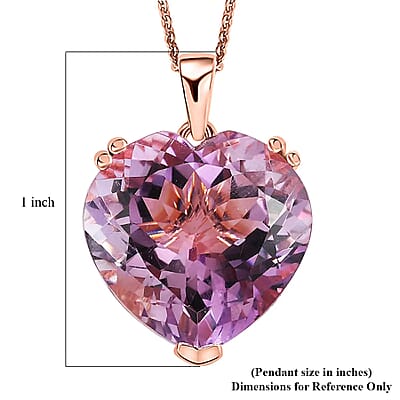 Rose De France Amethyst Heart Solitaire Pendant Necklace,Heart Pendant, 20 Inches Necklace, Sterling Silver Necklace, Amethyst Solitaire Pendant