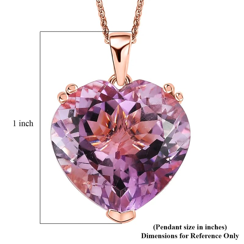 Rose De France Amethyst Heart Solitaire Pendant Necklace,Heart Pendant, 20 Inches Necklace, Sterling Silver Necklace, Amethyst Solitaire Pendant