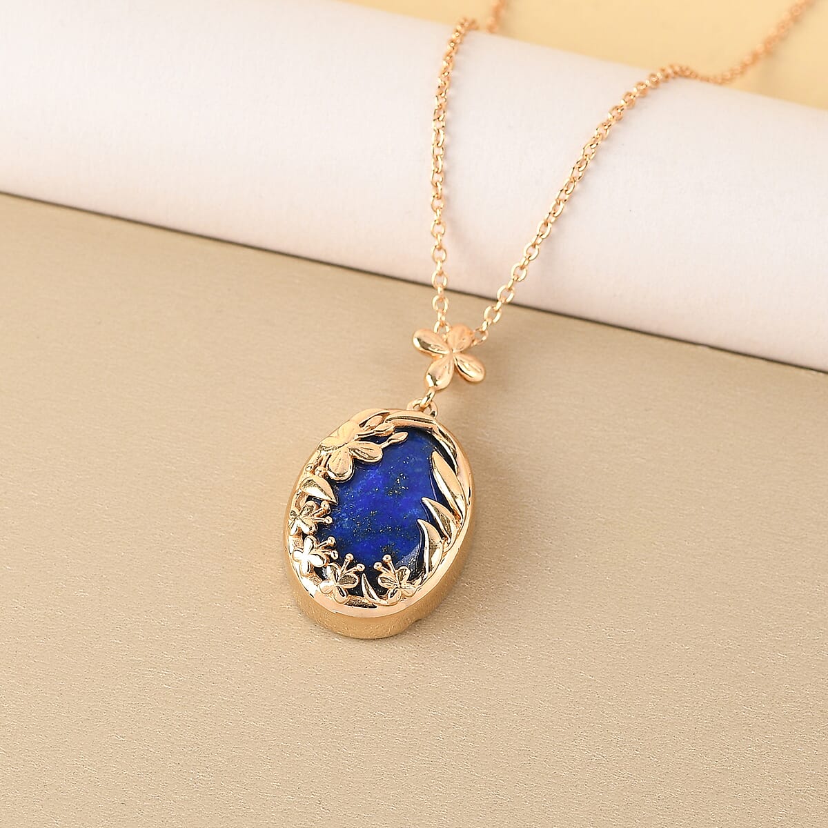 Karis Lapis Lazuli Pendant in 18K YG Plated with ION Plated Yellow Gold Stainless Steel Necklace 20 Inches 14.50 ctw image number 1