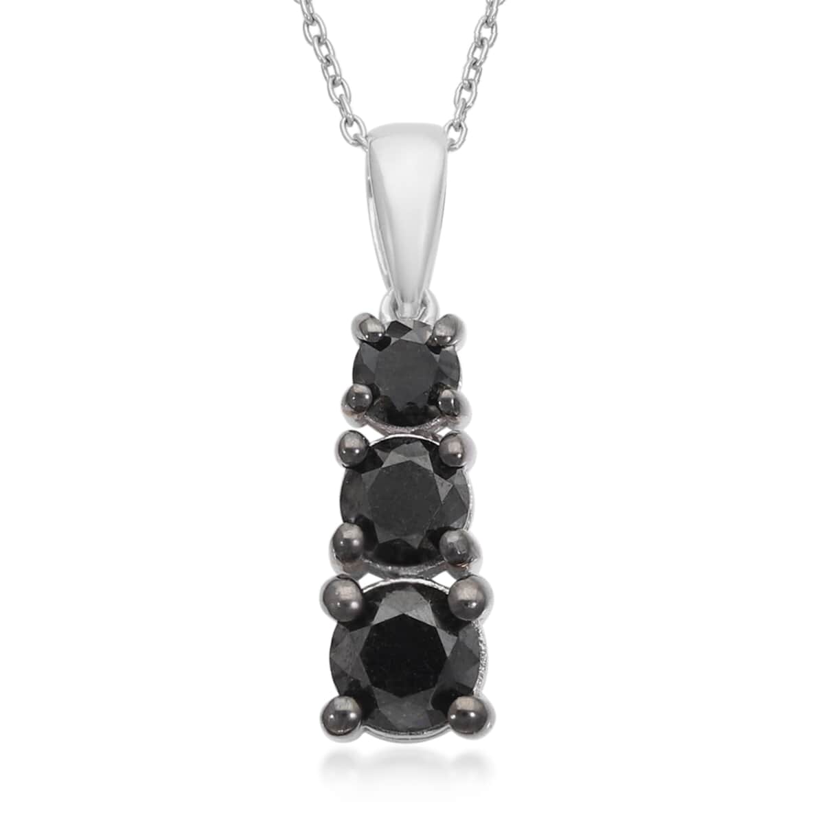 Black Diamond Pendant Necklace 18 Inches in Platinum Over Sterling Silver 2.00 ctw image number 0