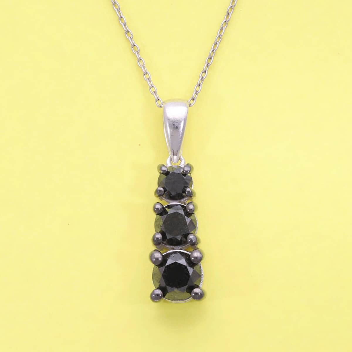 Black Diamond Pendant Necklace 18 Inches in Platinum Over Sterling Silver 2.00 ctw image number 1