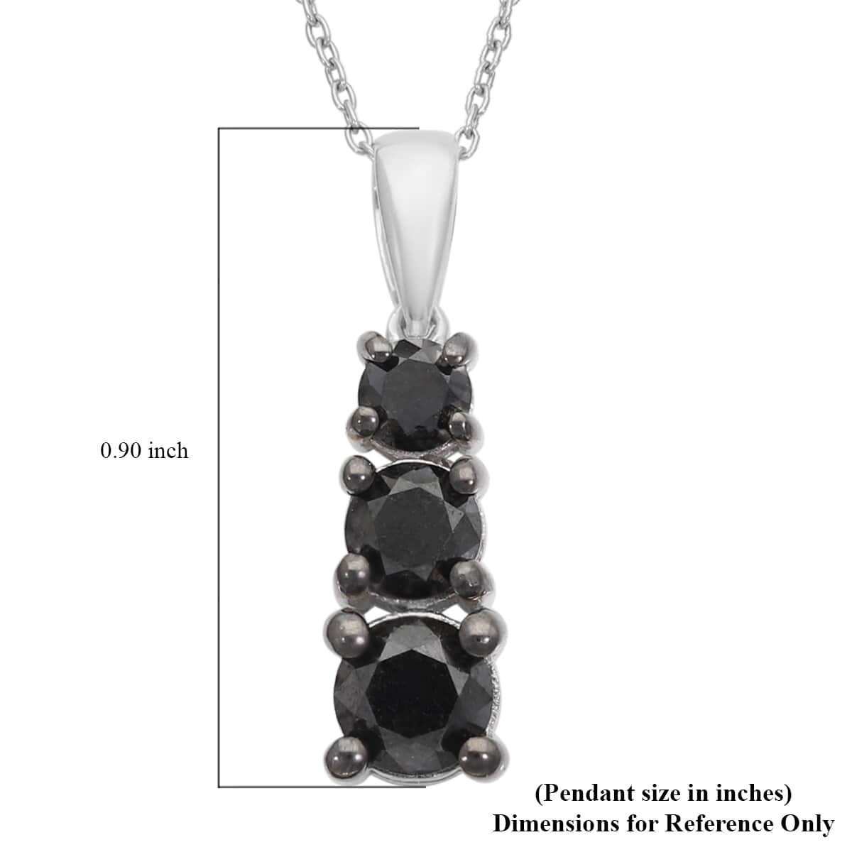 Black Diamond Pendant Necklace 18 Inches in Platinum Over Sterling Silver 2.00 ctw image number 5