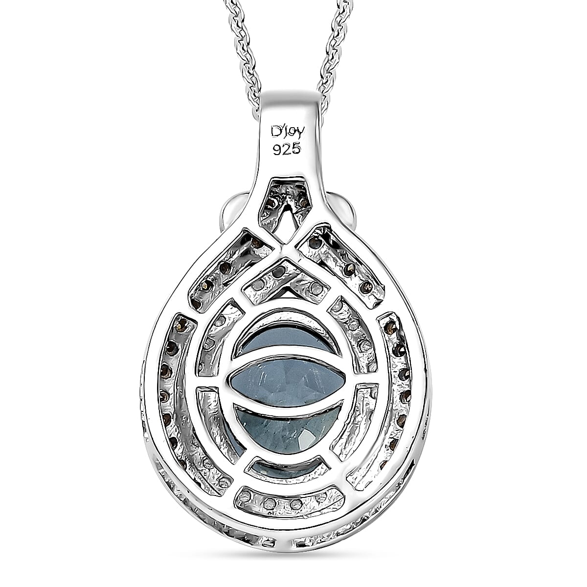 Mangoro Aquamarine Pendant Necklace, Diamond Halo Pendant in Platinum Plated Sterling Silver, Diamond Jewelry Gift For Women, Gifts For Anniversary image number 4