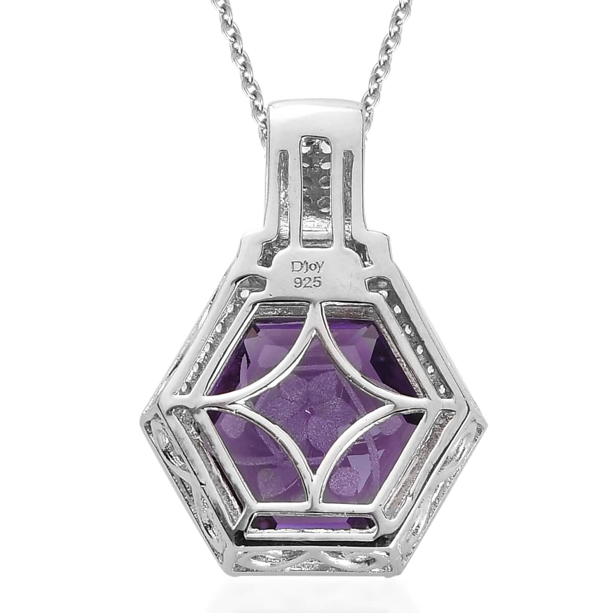 Amethyst and Natural White Zircon Pendant Necklace 20 Inches in Platinum Over Sterling Silver 7.25 ctw image number 4