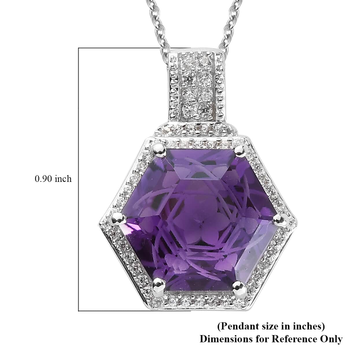 Amethyst and Natural White Zircon Pendant Necklace 20 Inches in Platinum Over Sterling Silver 7.25 ctw image number 5