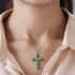Mojave Green Turquoise Cross Pendant Necklace 20 Inches in Platinum Over Sterling Silver 5.90 ctw image number 1