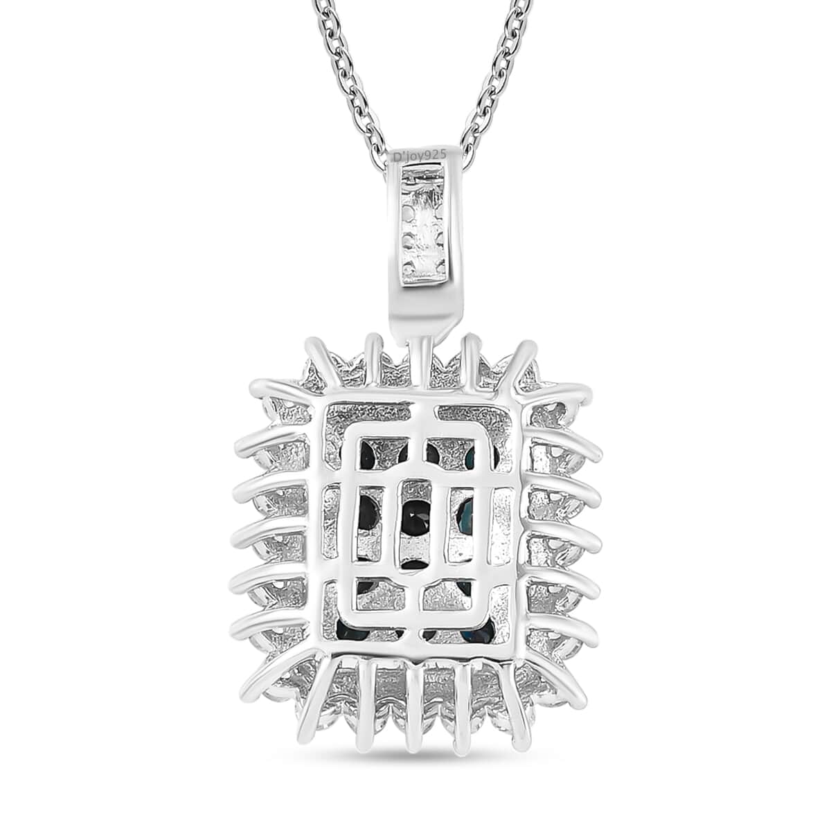 Premium Monte Belo Indicolite and White Zircon Pendant Necklace 20 Inches in Platinum Over Sterling Silver 1.65 ctw image number 4