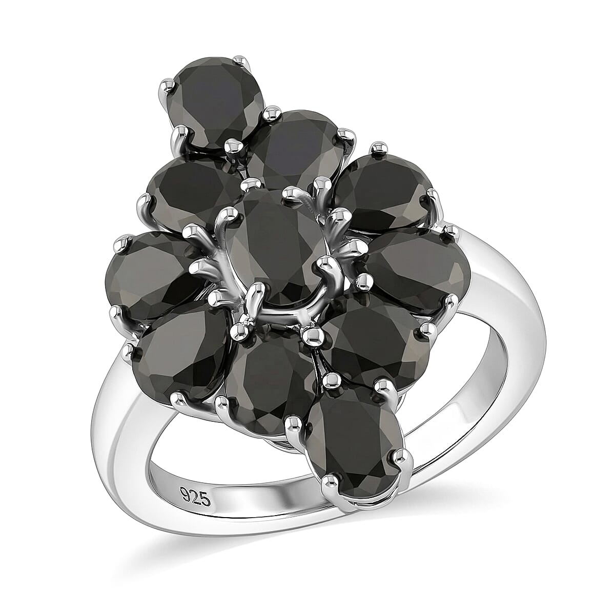 Elite Shungite 3.90 ctw Ring (Size 5.5) and Pendant without Chain in Platinum Over Sterling Silver