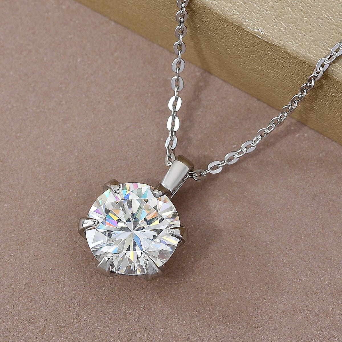 Strontium Titanate Solitaire Pendant Necklace 20 Inches in Platinum Over Sterling Silver 4.25 ctw image number 1