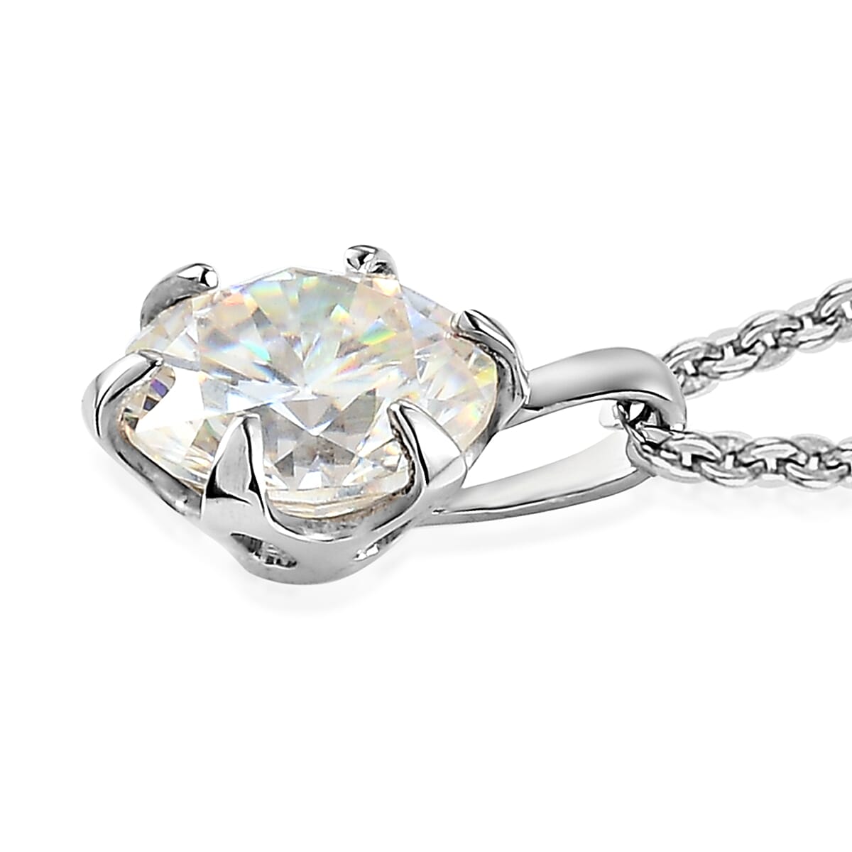 Strontium Titanate Solitaire Pendant Necklace 20 Inches in Platinum Over Sterling Silver 4.25 ctw image number 3