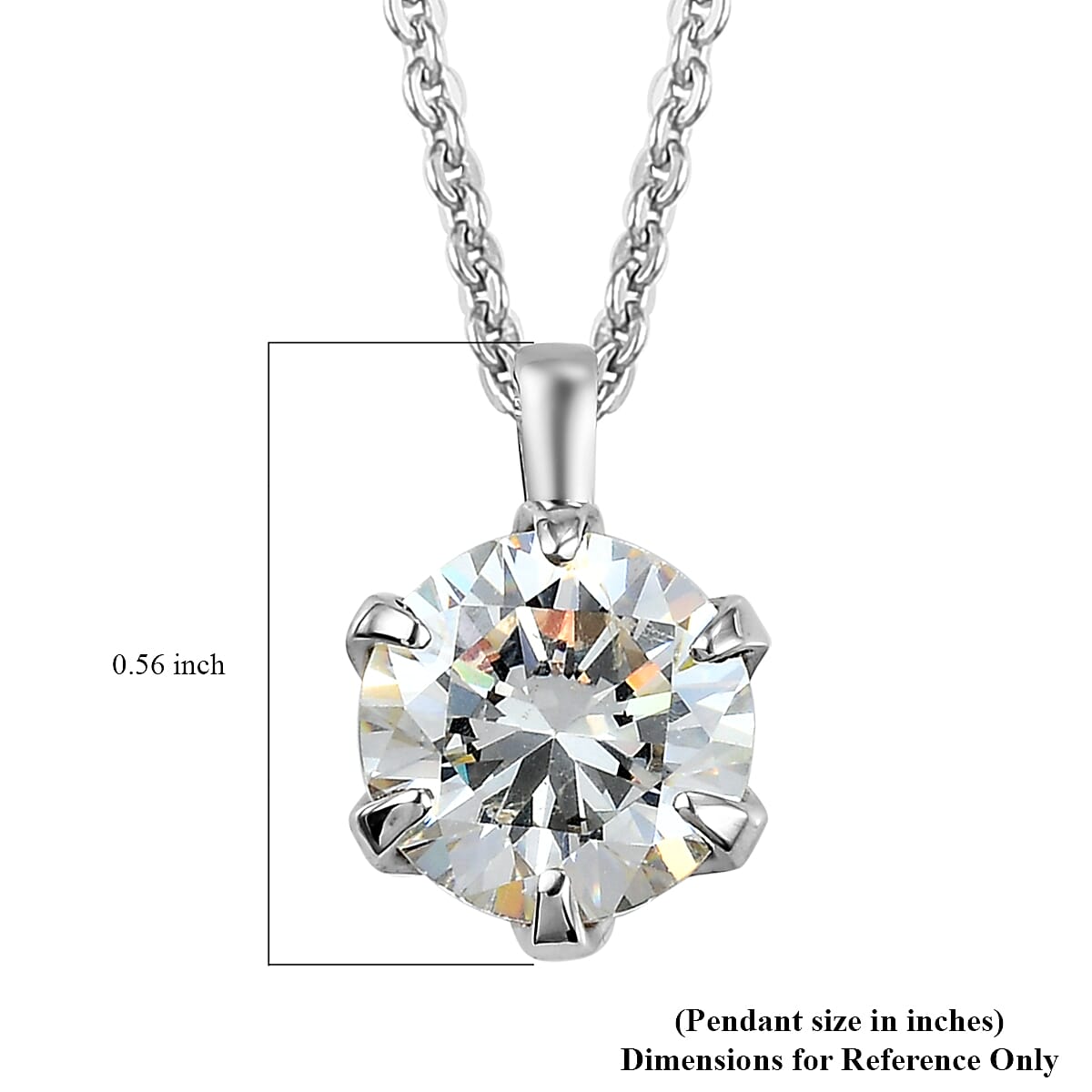 Strontium Titanate Solitaire Pendant Necklace 20 Inches in Platinum Over Sterling Silver 4.25 ctw image number 6