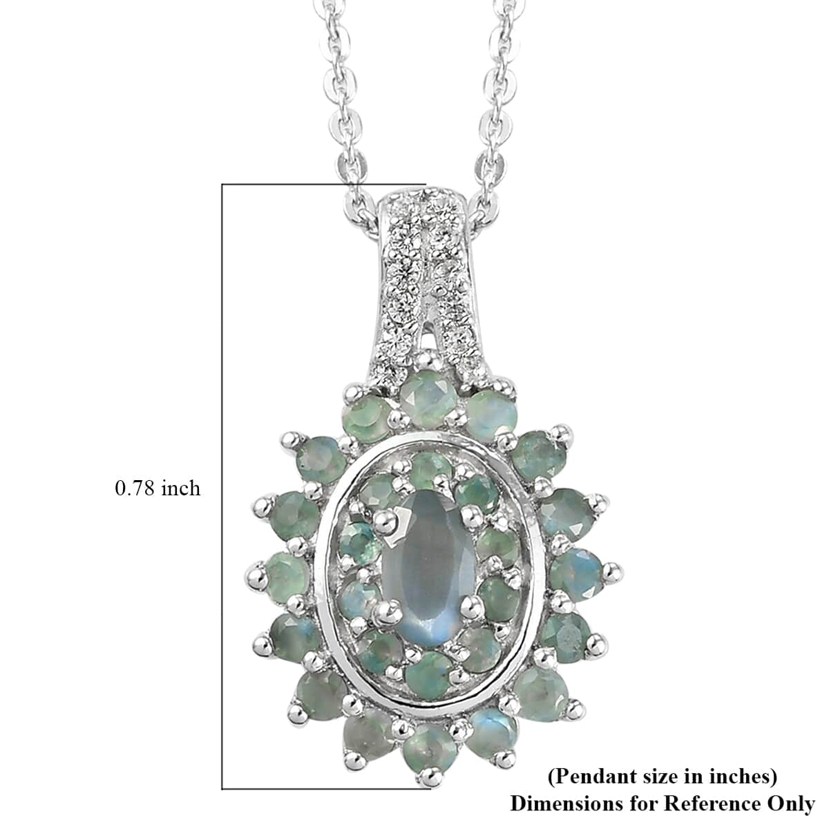 Narsipatnam Alexandrite and Natural White Zircon Floral Pendant Necklace 20 Inches in Platinum Over Sterling Silver 1.00 ctw image number 6