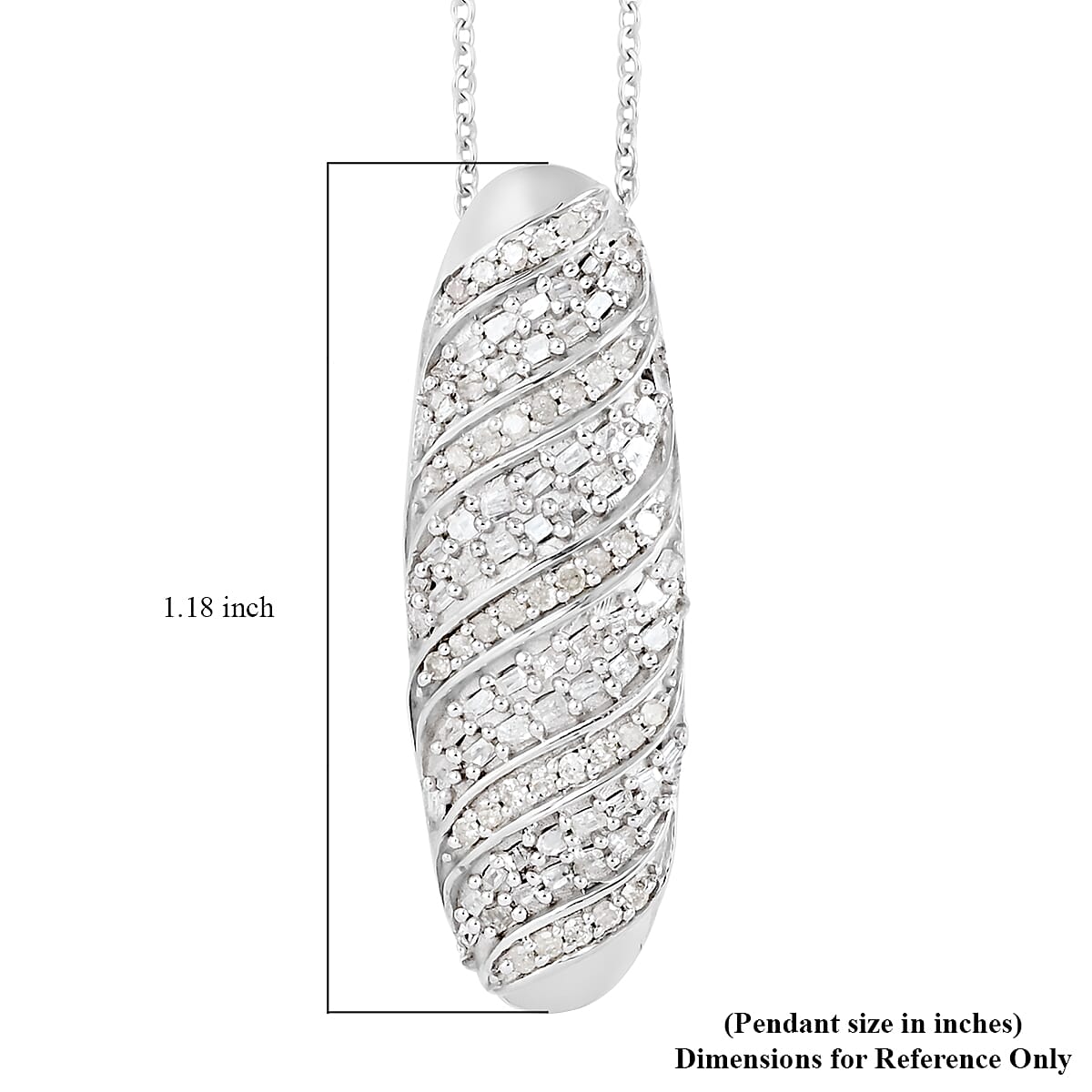 Diamond Pendant Necklace 18 Inches in Platinum Over Sterling Silver 0.50 ctw