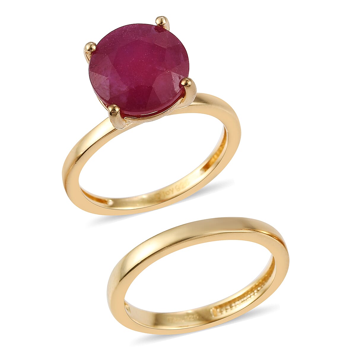 Niassa Ruby Stackable Ring in Vermeil Yellow Gold Over Sterling Silver (Size 6.0) 5.60 ctw image number 3