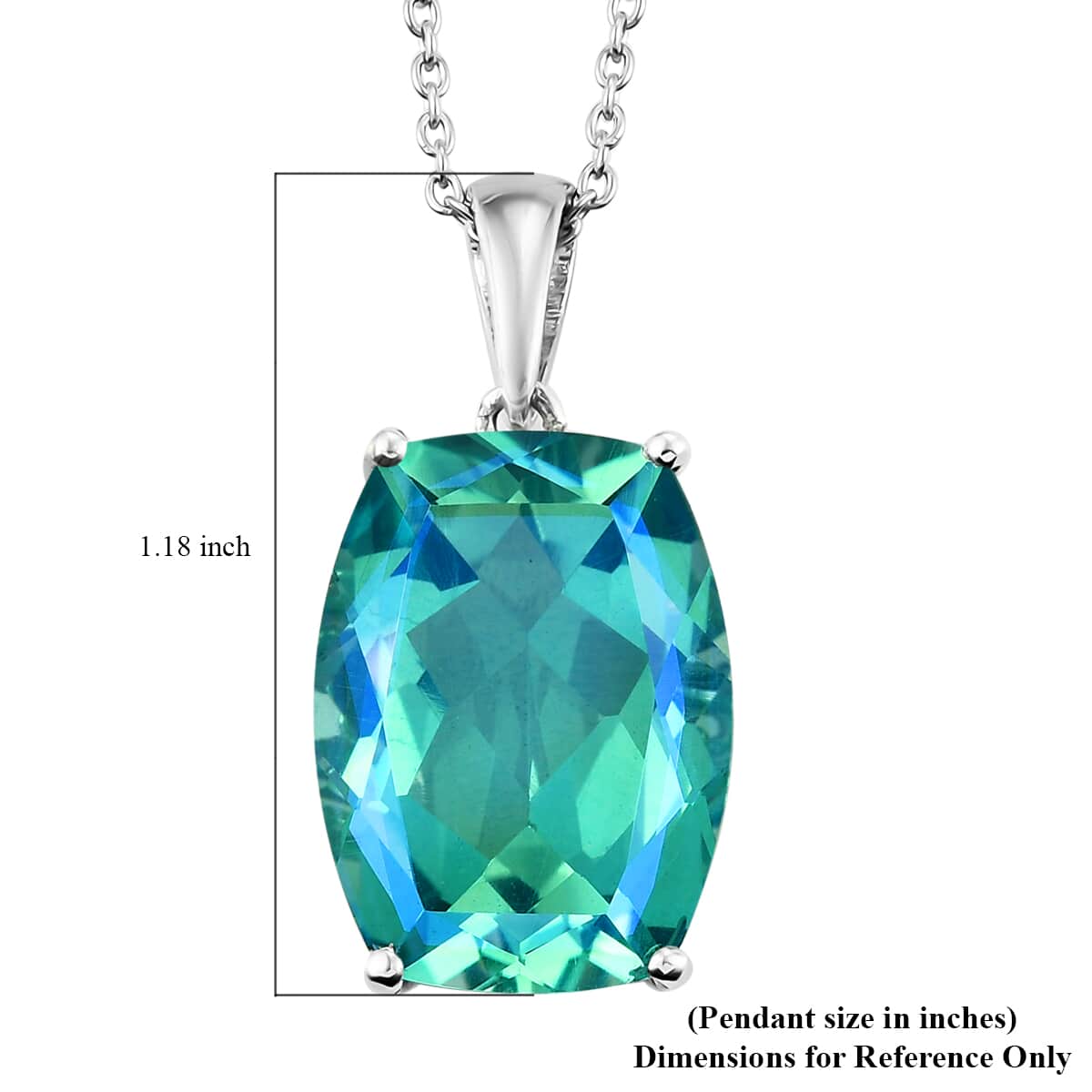 Peacock Quartz (Triplet) Solitaire Pendant Necklace 20 Inches in Platinum Over Sterling Silver 18.25 ctw image number 5