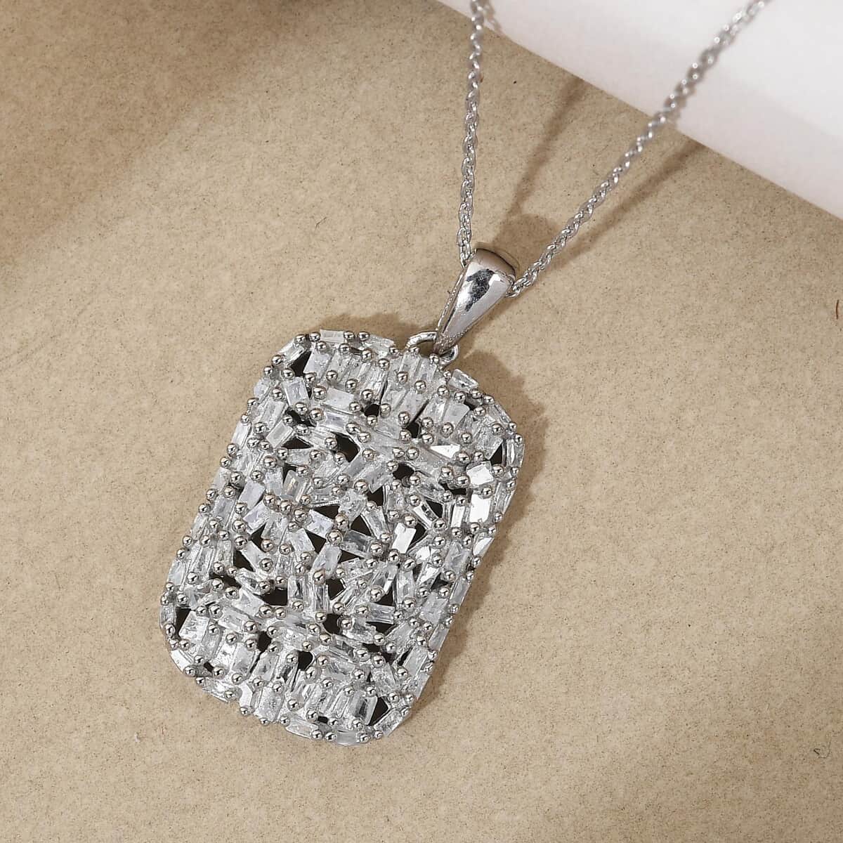 Diamond Cluster Pendant Necklace 20 Inches in Platinum Over Sterling Silver 1.00 ctw image number 1