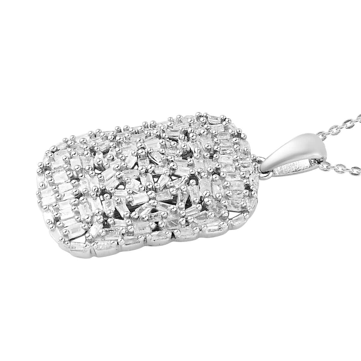 Diamond Cluster Pendant Necklace 20 Inches in Platinum Over Sterling Silver 1.00 ctw image number 3