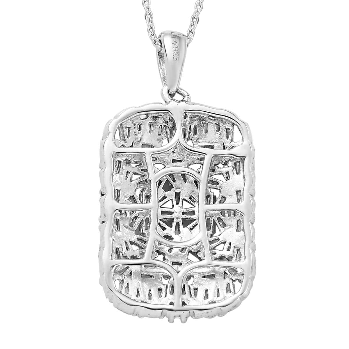 Diamond Cluster Pendant Necklace 20 Inches in Platinum Over Sterling Silver 1.00 ctw image number 4