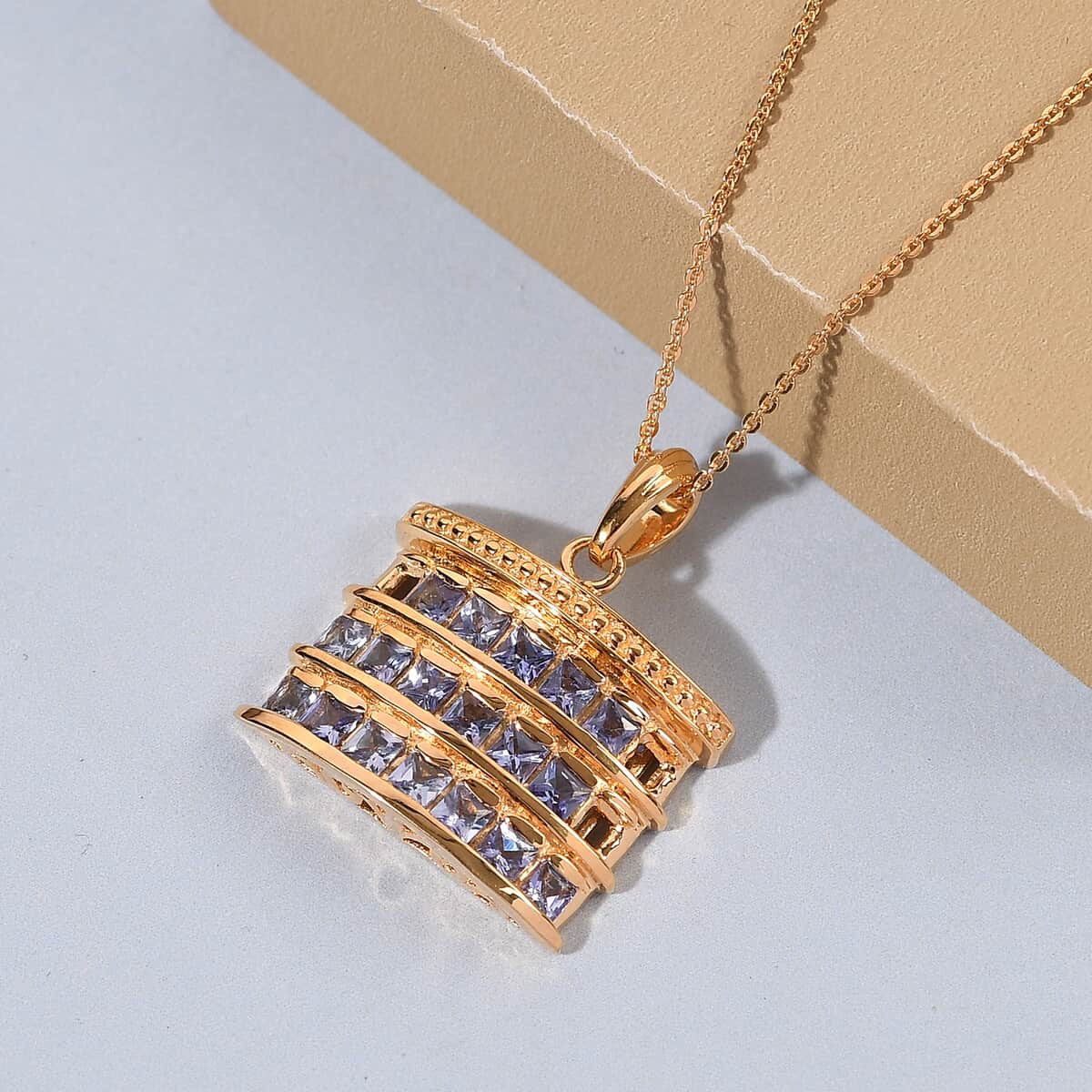 GP Italian Glow Collection Tanzanite 2.20 ctw Pendant Necklace in Vermeil Yellow Gold Over Sterling Silver 20 Inches image number 1