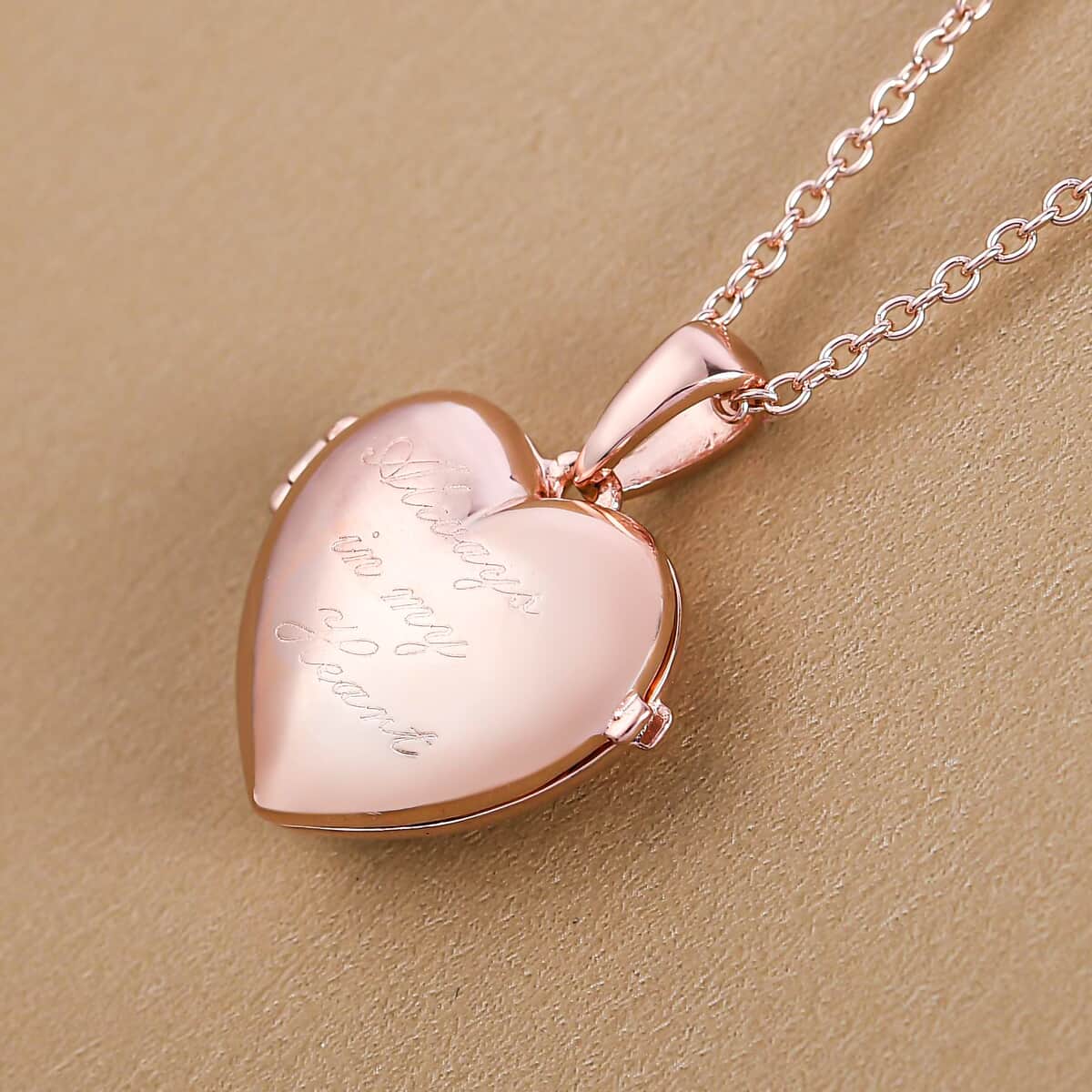 Karis Heart Openable Pendant Necklace 20 Inches in 18K RG Plated with ION Plated Rose Gold Stainless Steel image number 1
