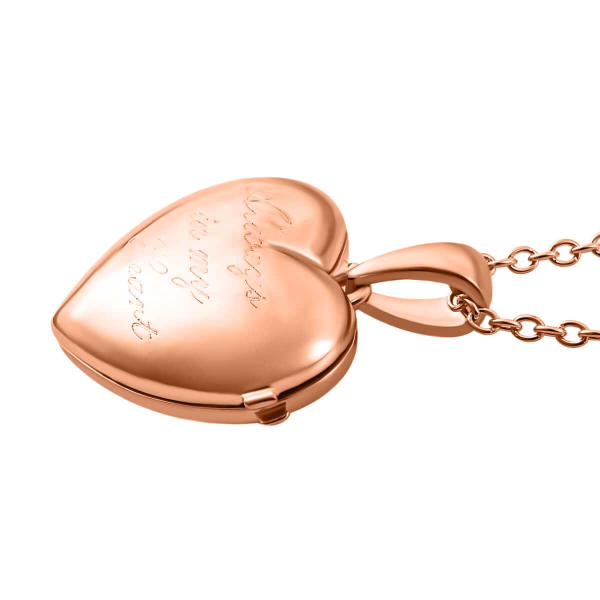 Karis Heart Openable Pendant Necklace 20 Inches in 18K RG Plated with ION Plated Rose Gold Stainless Steel image number 2