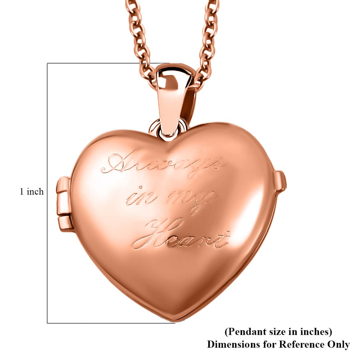 Karis Heart Openable Pendant Necklace 20 Inches in 18K RG Plated with ION Plated Rose Gold Stainless Steel image number 5