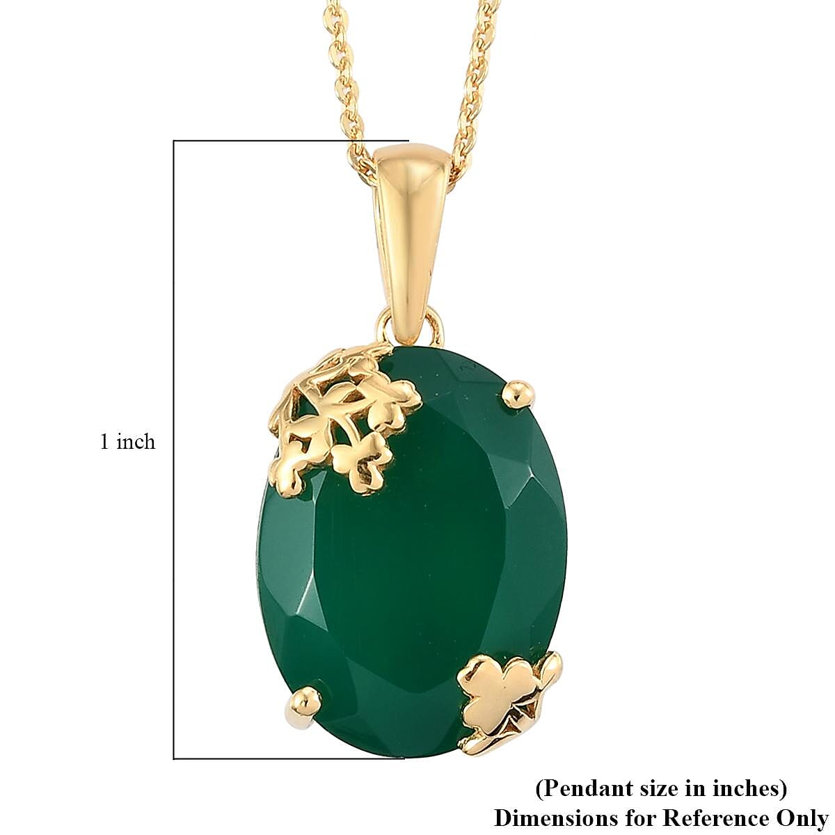 Verde Onyx Pendant Necklace 20 Inches in Vermeil Yellow Gold Over Sterling Silver 7.65 ctw