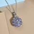 Tanzanite and White Zircon Cluster Pendant Necklace 20 Inches in Platinum Over Sterling Silver 2.75 ctw image number 1