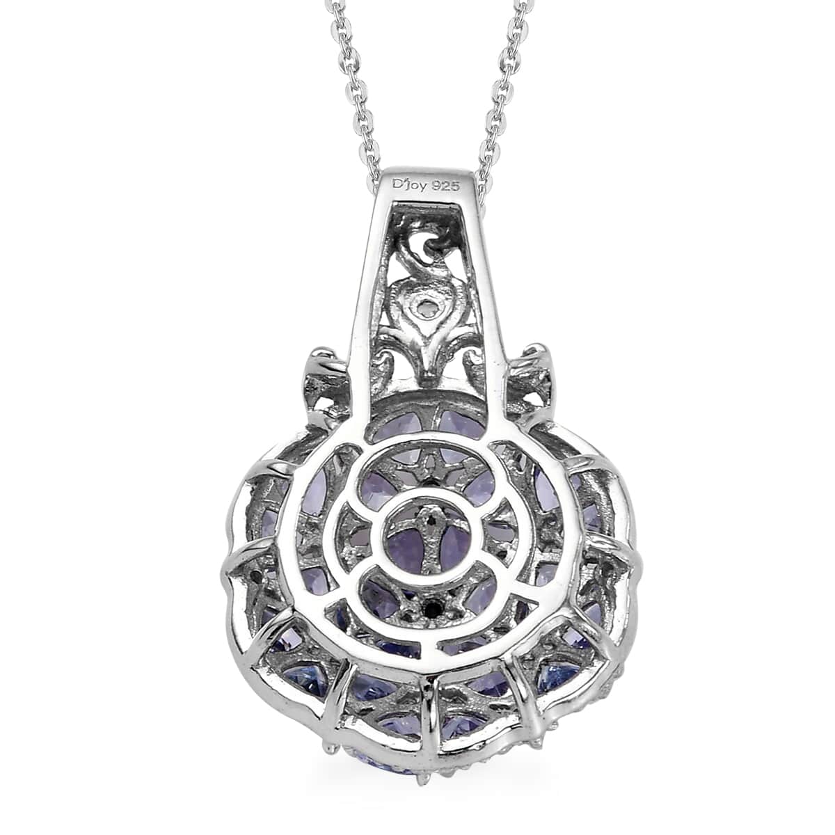 Tanzanite and White Zircon Cluster Pendant Necklace 20 Inches in Platinum Over Sterling Silver 2.75 ctw image number 4