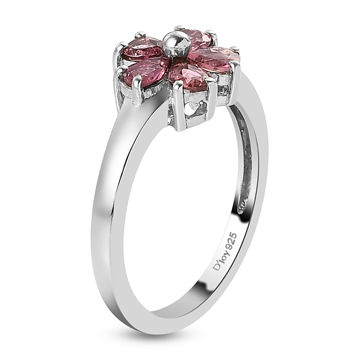 Ouro Fino Rubellite Floral Ring (Size 9.0) and Pendant Necklace 20 Inches in Platinum Over Sterling Silver 1.35 ctw image number 3