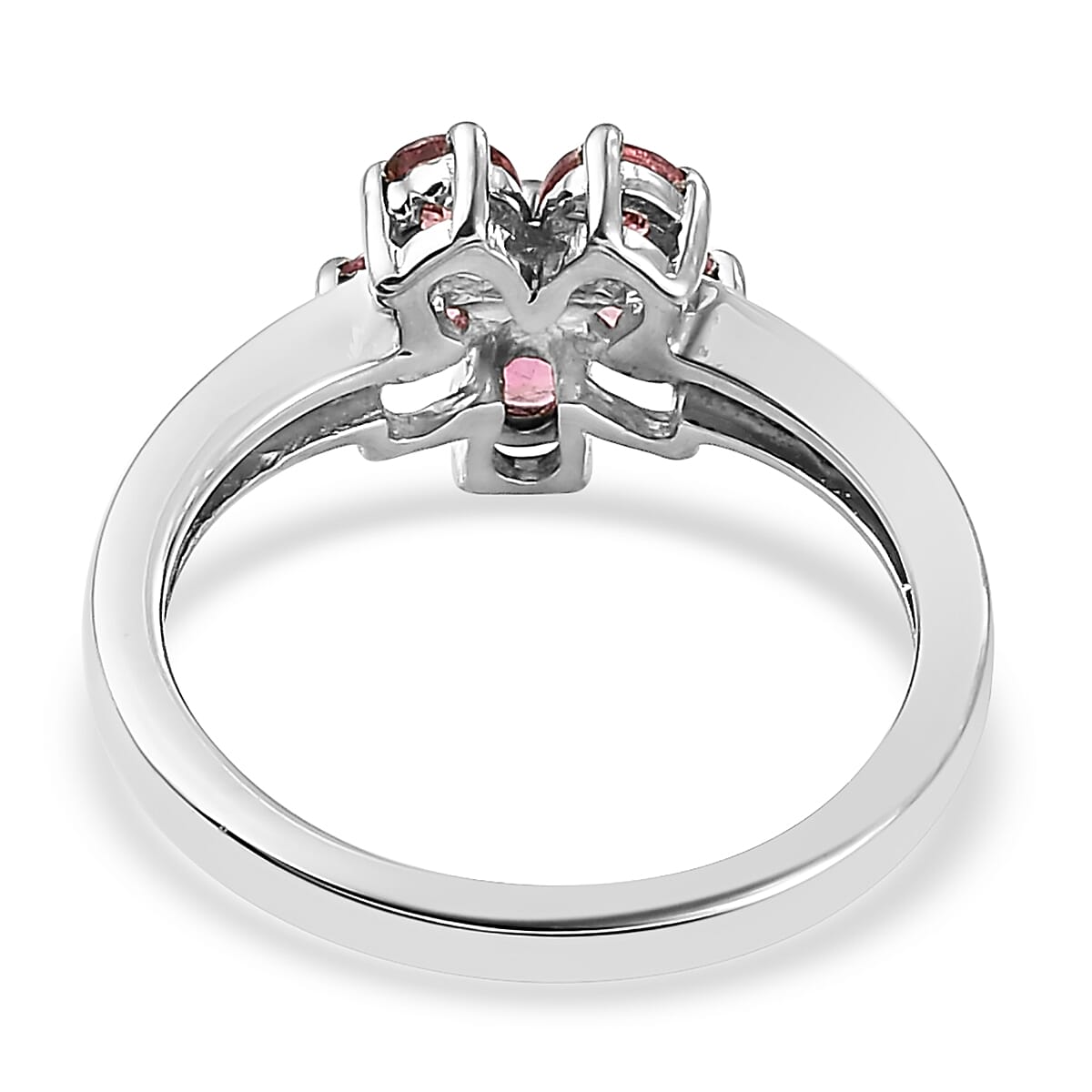 Ouro Fino Rubellite Floral Ring (Size 9.0) and Pendant Necklace 20 Inches in Platinum Over Sterling Silver 1.35 ctw image number 4