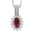 Ouro Fino Rubellite and Natural White Zircon Sunburst Ring (Size 6.0) and Pendant Necklace (20 Inches) in Platinum Over Sterling Silver 1.40 ctw image number 4