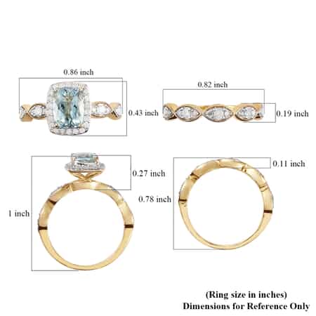 Luxoro 10K Yellow Gold Mangoro Aquamarine and G-H I3 Diamond Set of 2 Ring (Size 8.0) 4.45 Grams 1.85 ctw image number 5