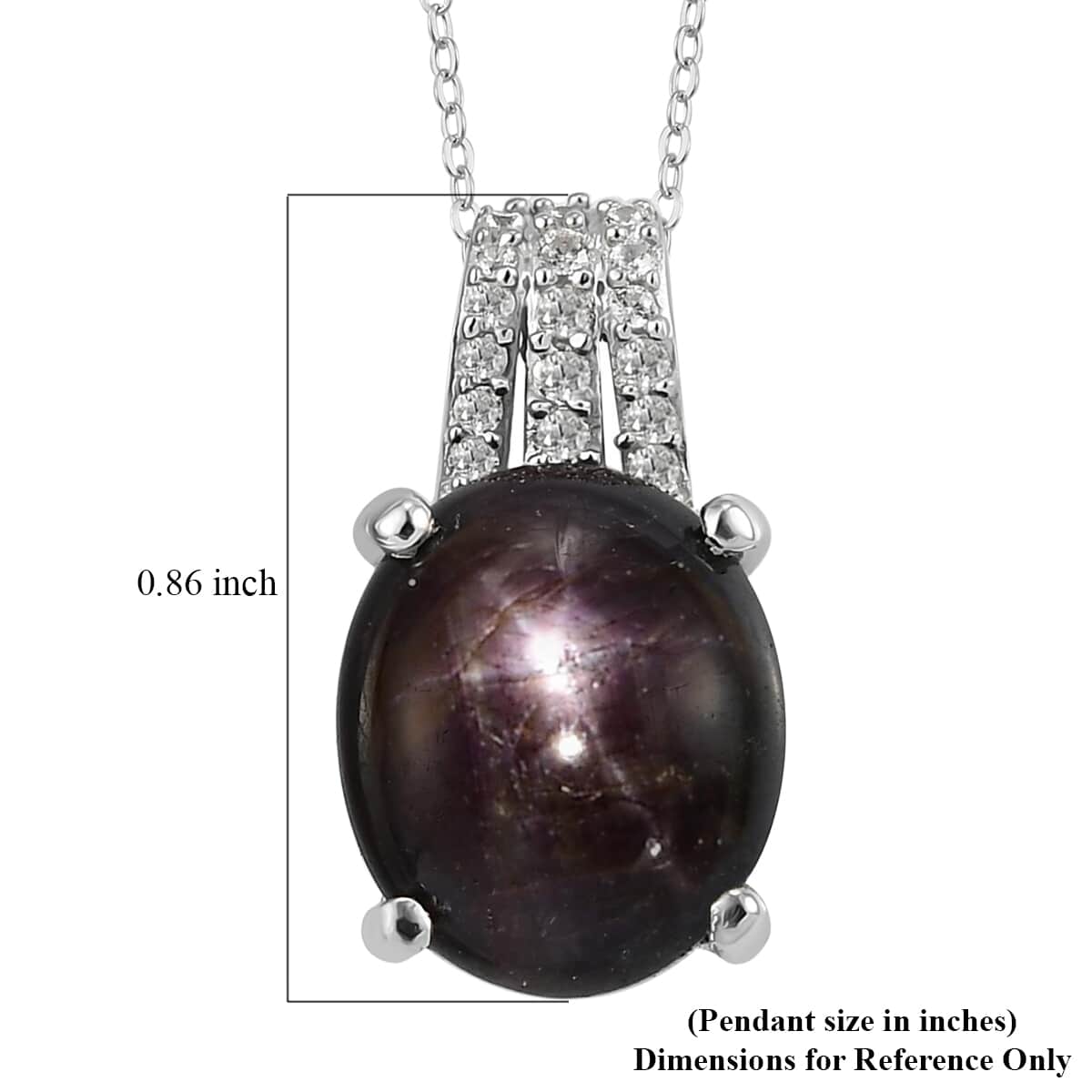 Indian Star Ruby and White Zircon Pendant Necklace 20 Inches in Platinum Over Sterling Silver 6.35 ctw image number 5
