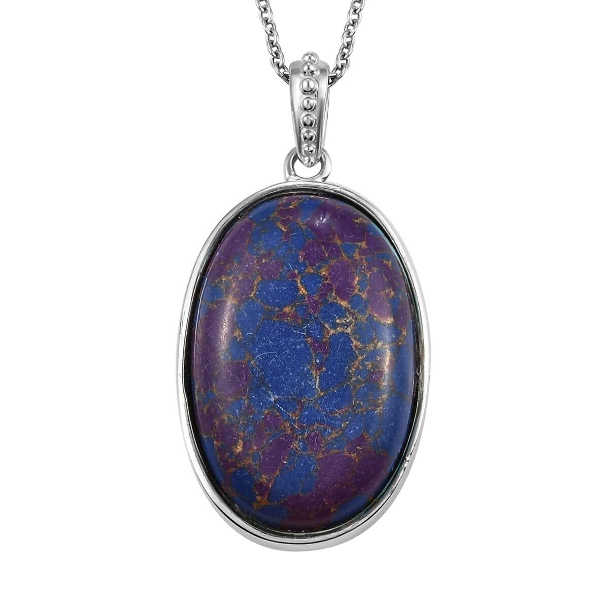 Mojave Purple Turquoise Pendant Necklace 24 Inches in 14K YG & Platinum Over Copper with Magnet and Stainless Steel 30.00 ctw image number 0