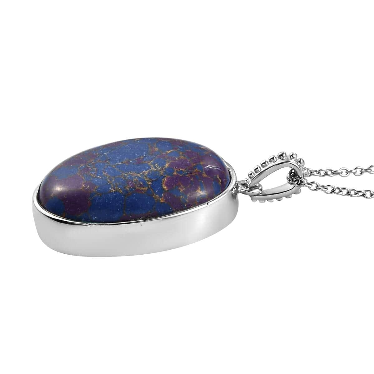 Mojave Purple Turquoise Pendant Necklace 24In in 14K YG & Platinum Over Copper with Magnet and Stainless Steel 30.00 ctw image number 3