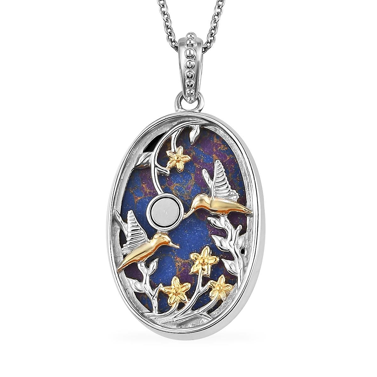 Mojave Purple Turquoise Pendant Necklace 24 In in 14K YG & Platinum Over Copper with Magnet and Stainless Steel 30.00 ctw