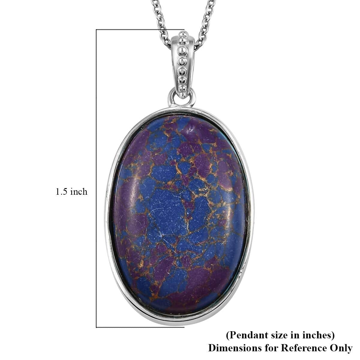 Mojave Purple Turquoise Pendant Necklace 24In in 14K YG & Platinum Over Copper with Magnet and Stainless Steel 30.00 ctw image number 6