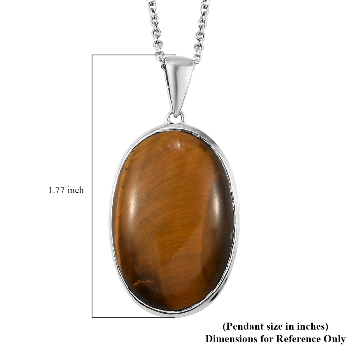 Tigers Eye Pendant Necklace (24 Inches) in 14K YG & Platinum Over Copper with Magnet and Stainless Steel 29.60 ctw , Tarnish-Free, Waterproof, Sweat Proof Jewelry image number 6