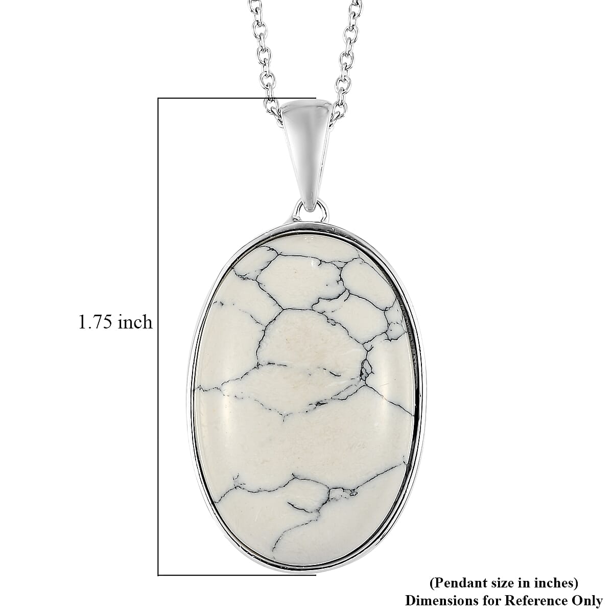White Howlite (Ovl 30x20 mm) Pendant Necklace (24 Inches) in 14K YG and Platinum Over Copper with Magnet and Stainless Steel 28.50 ctw , Tarnish-Free, Waterproof, Sweat Proof Jewelry image number 6