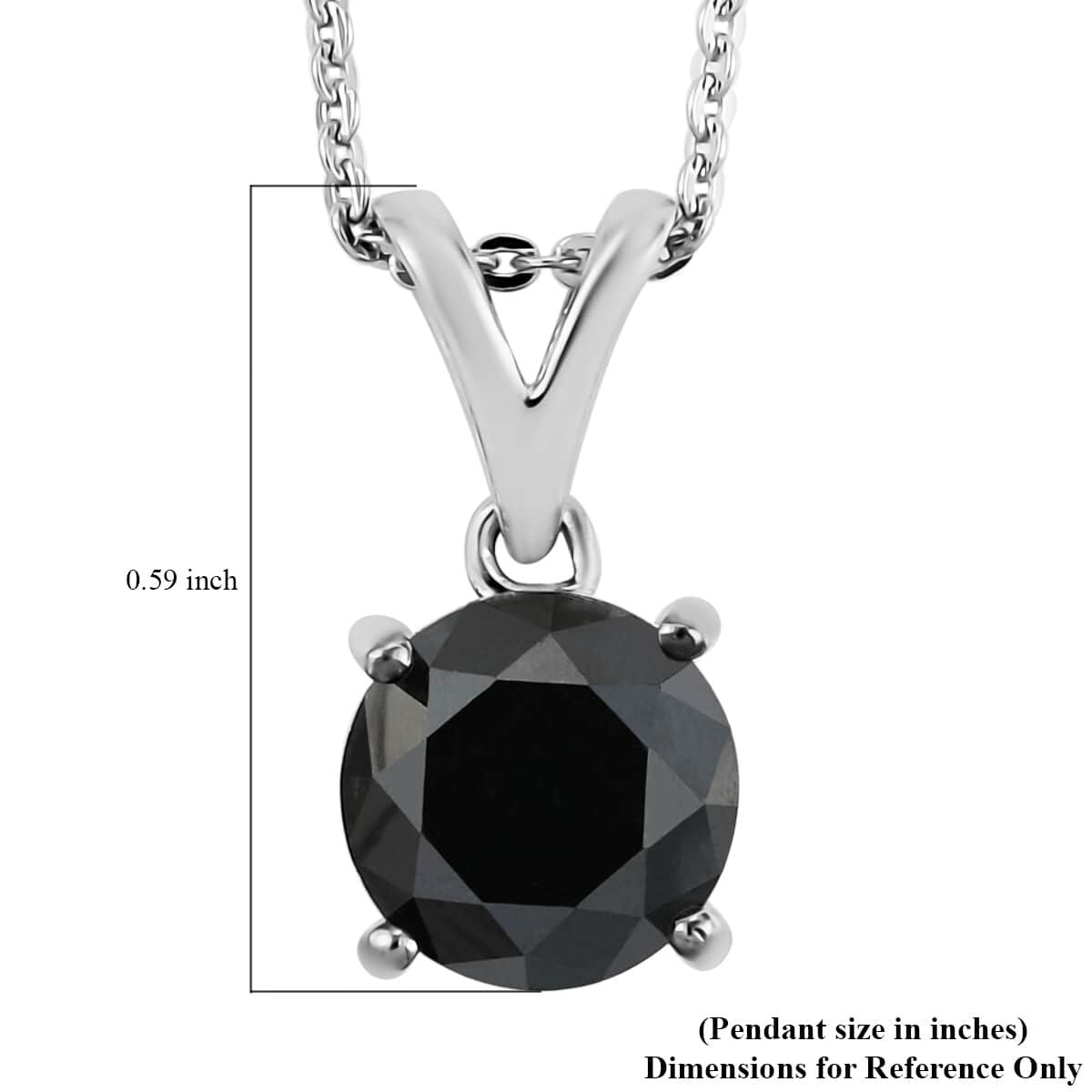 Black Diamond Solitaire Pendant Necklace 20 Inches in Platinum Over Sterling Silver 2.00 ctw image number 6