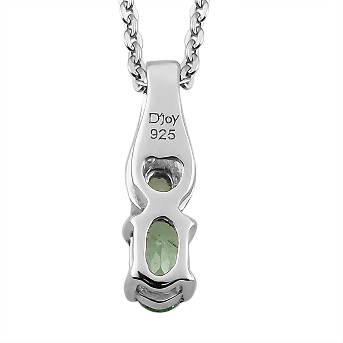 Natural Tsavorite Garnet and Diamond Accent Ring (Size 5.0) and Pendant Necklace 20 Inches in Platinum Over Sterling Silver 0.60 ctw