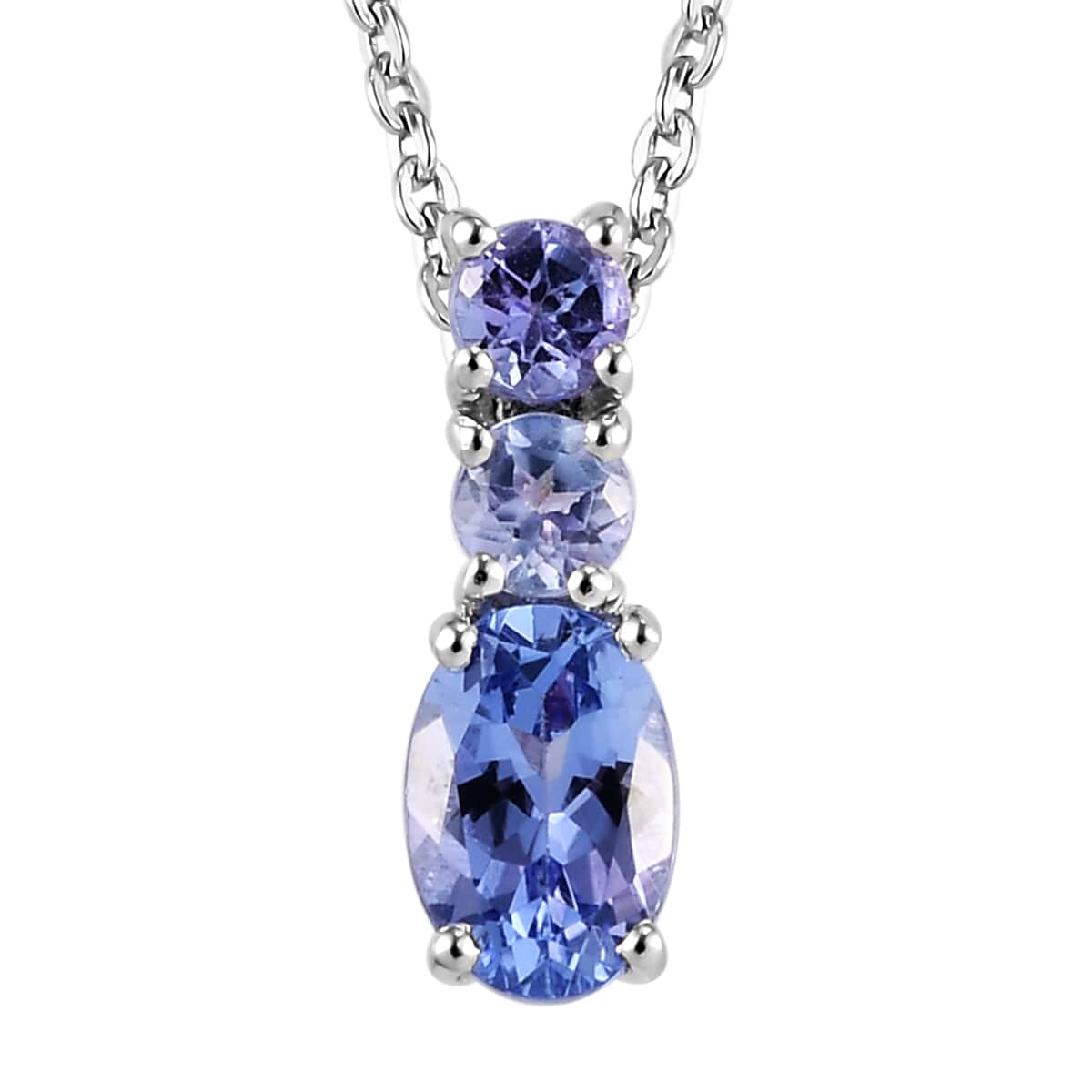 Tanzanite Drop Pendant Necklace 20 Inches in Platinum Over Sterling Silver 0.65 ctw image number 0