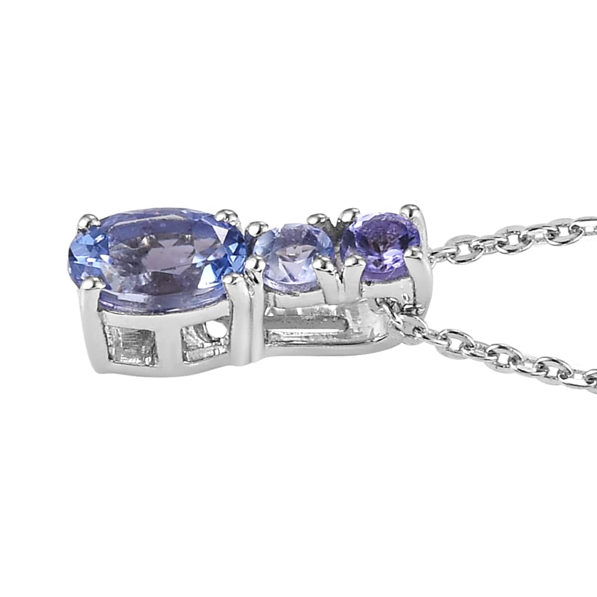 Tanzanite Pendant Necklace 20 Inches in Platinum Over Sterling Silver 0.65 ctw image number 3