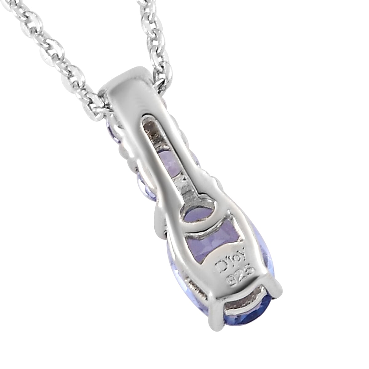 Tanzanite Pendant Necklace 20 Inches in Platinum Over Sterling Silver 0.65 ctw