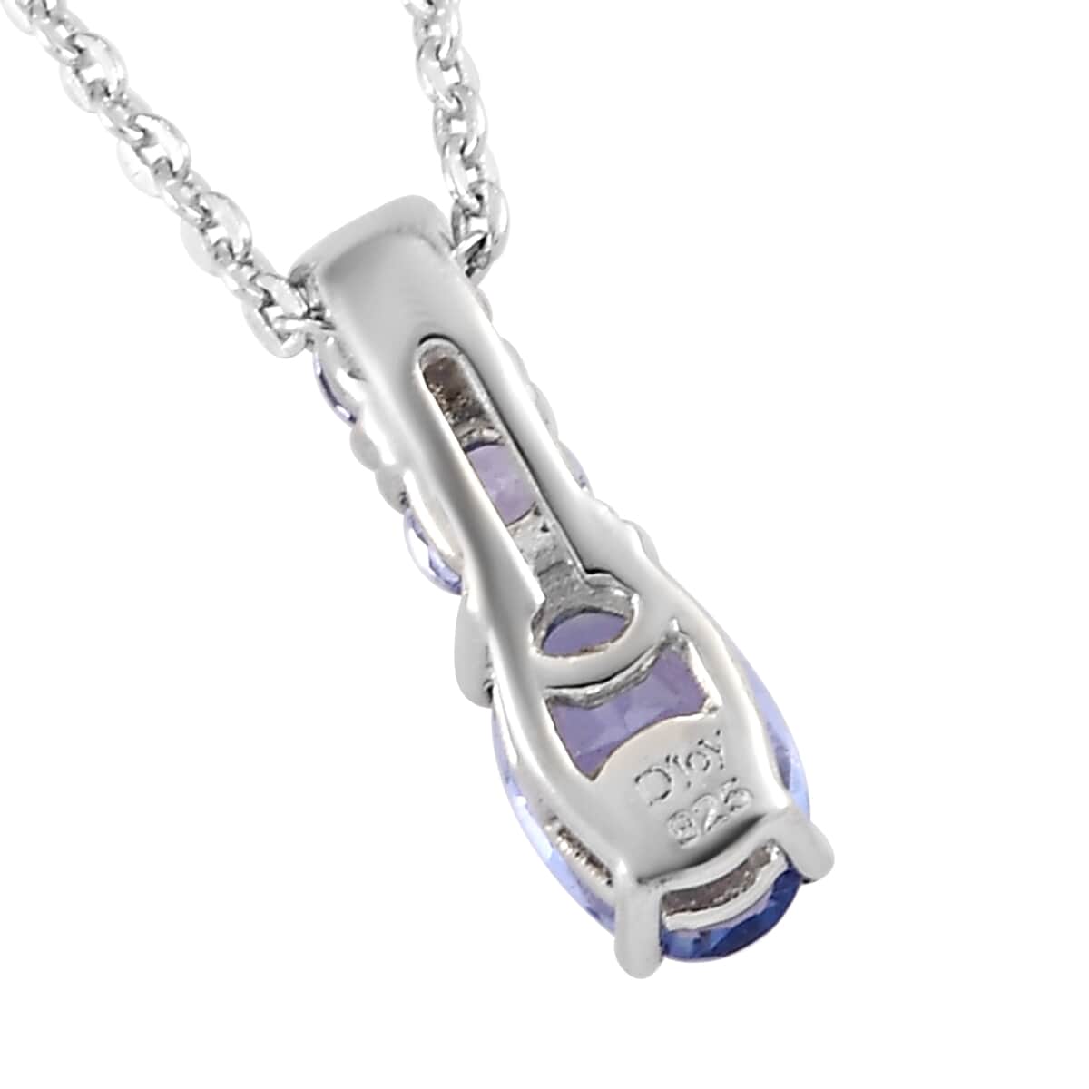 Tanzanite Drop Pendant Necklace 20 Inches in Platinum Over Sterling Silver 0.65 ctw image number 4