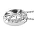 Shungite Star Burst Compass Pendant Necklace 20 Inches in Stainless Steel 0.35 ctw image number 3