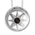Shungite Star Burst Compass Pendant Necklace 20 Inches in Stainless Steel 0.35 ctw image number 4